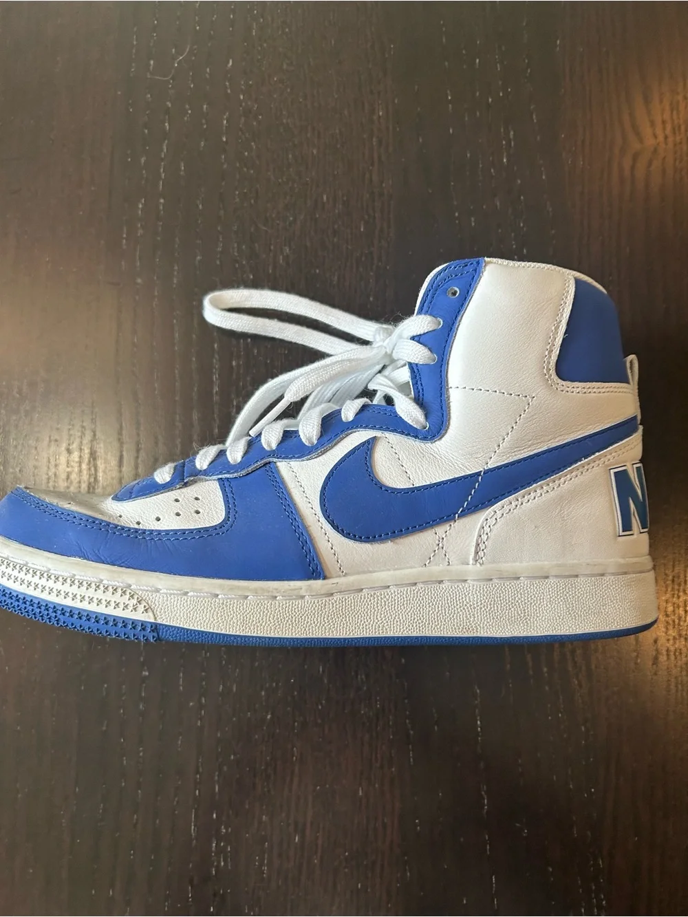 Nike High-Top Sneakers in White and Royal Blue